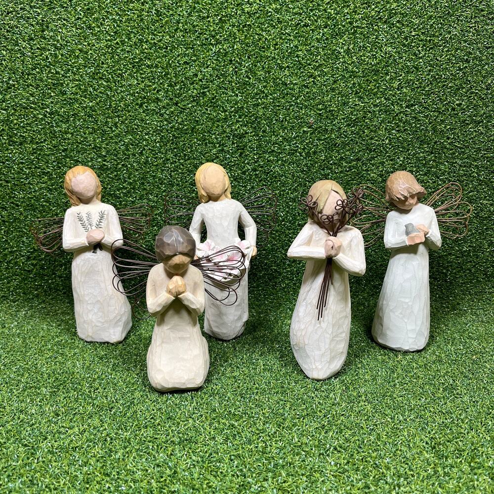 Vintage 1999 DEMDACO Lot of 5 Hand Painted Resin Willow Tree Angel